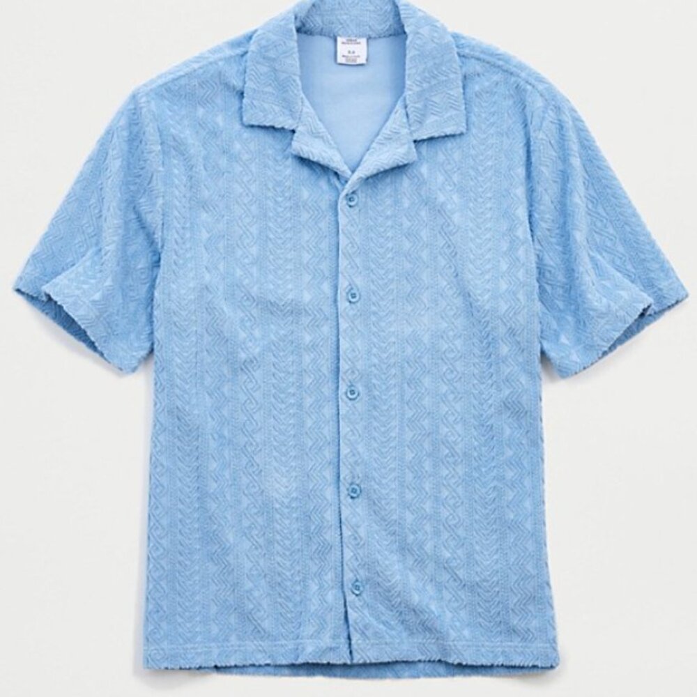 UO Jacquard Terry Button-Down Shirt Sz Medium